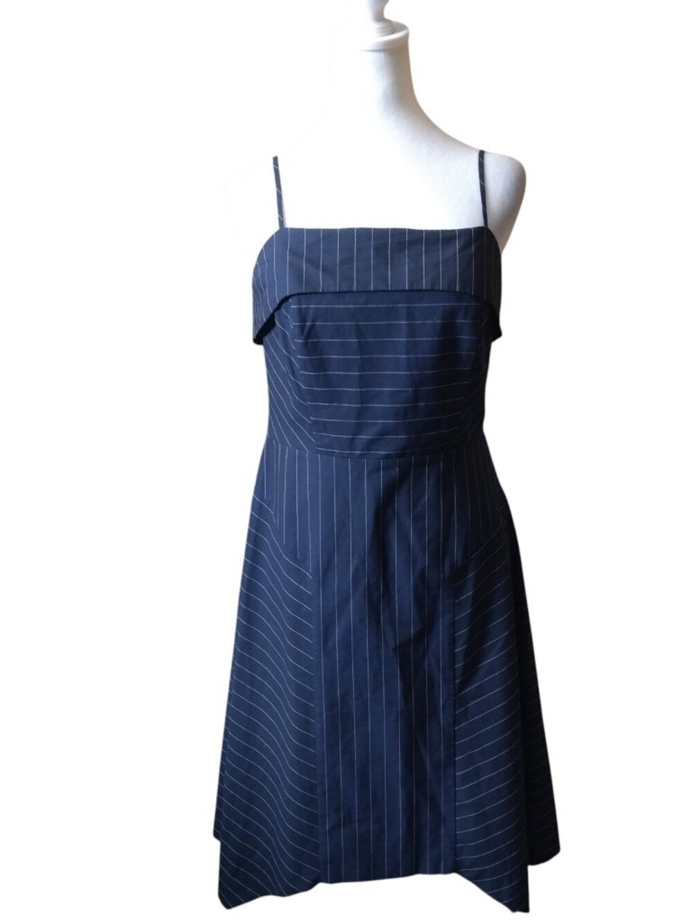 Banana Republic Size 4 Navy White Stripe Spaghetti Strap Nautical Preppy Dress
